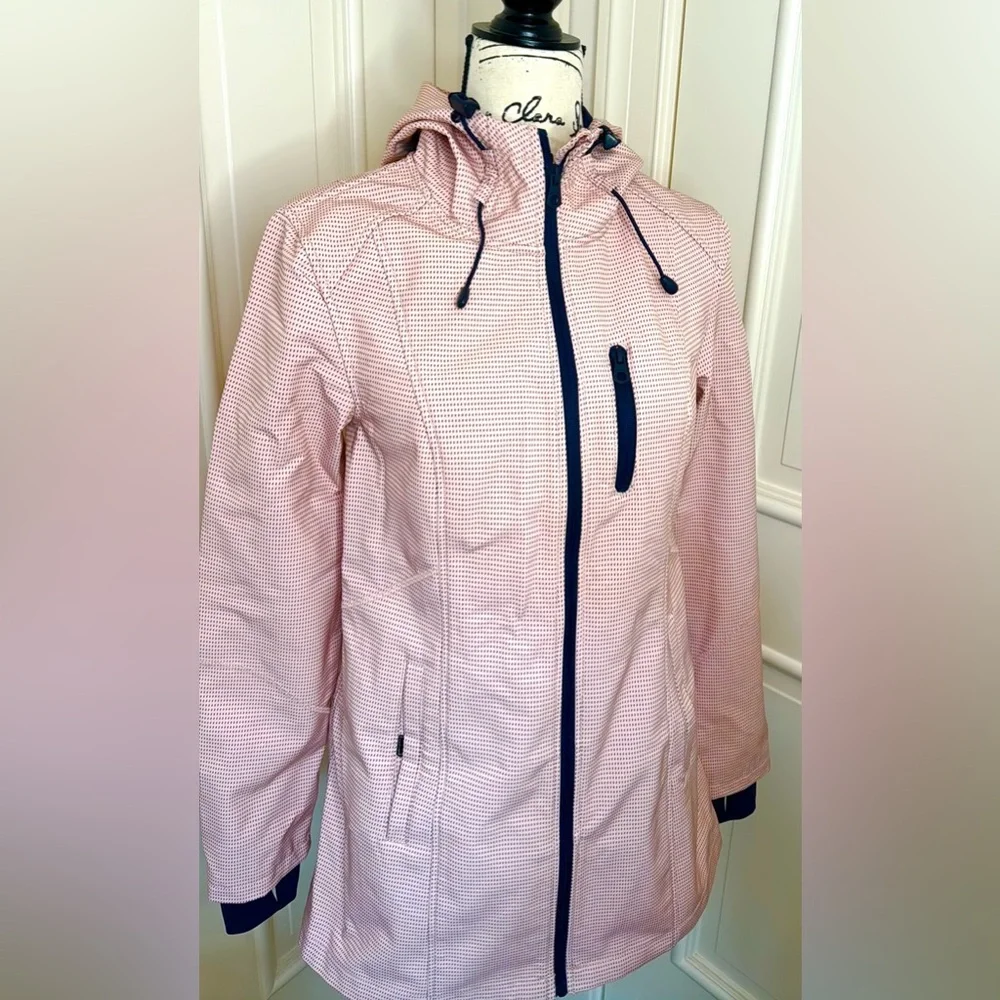 🌸 Nautica Softshell Rain Jacket – Pink w/ Black Polka Dots | Size S | Spring - Picture 4 of 12